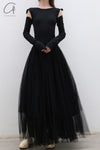 marc le bihan off shoulder long sleeve dress 21973 E23 black
